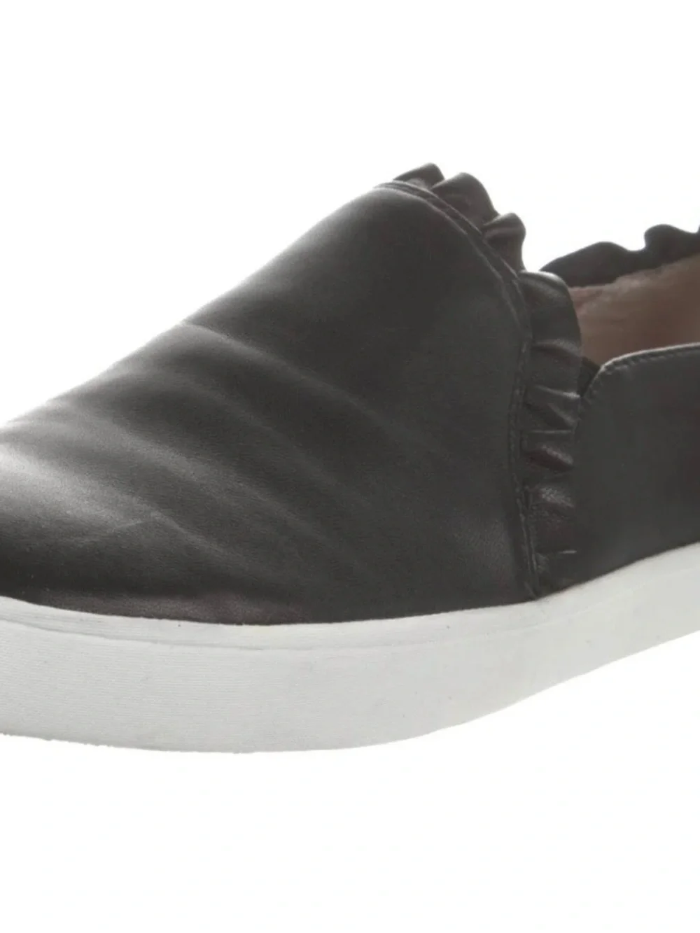 Kate Spade Slip-On Ruffle-Trim Leather Sneaker - Black